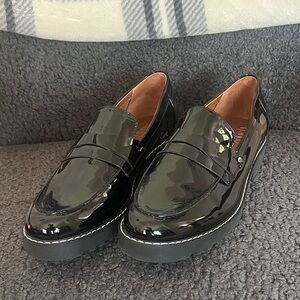 Franco Sarto Shiny Black Slip-On Loafers